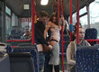 Смелая дама и парень ебутся в автобусе очень страстно